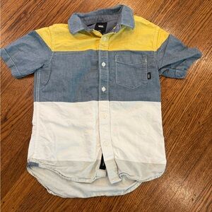 Vans Boys Short Sleeve Colorblock Button Down - size small